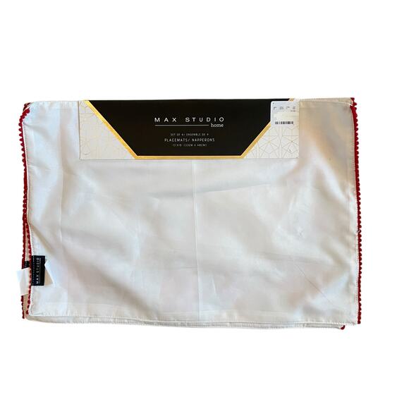 Max Studio Christmas Poinsettia & Bows Placemats 13x19 Set of 4 Holiday Red NEW - Picture 11 of 14